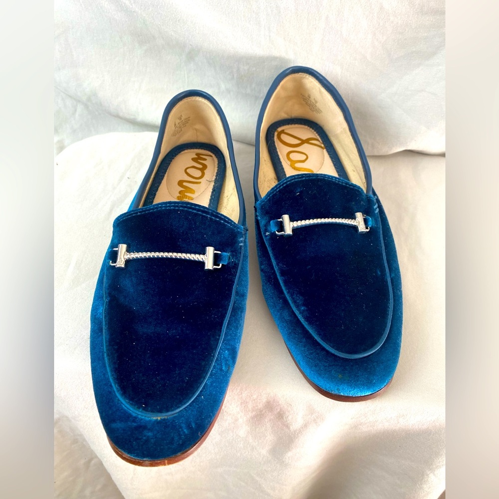 Sam Edelman Blue Velvet Loafers Womens Size 8